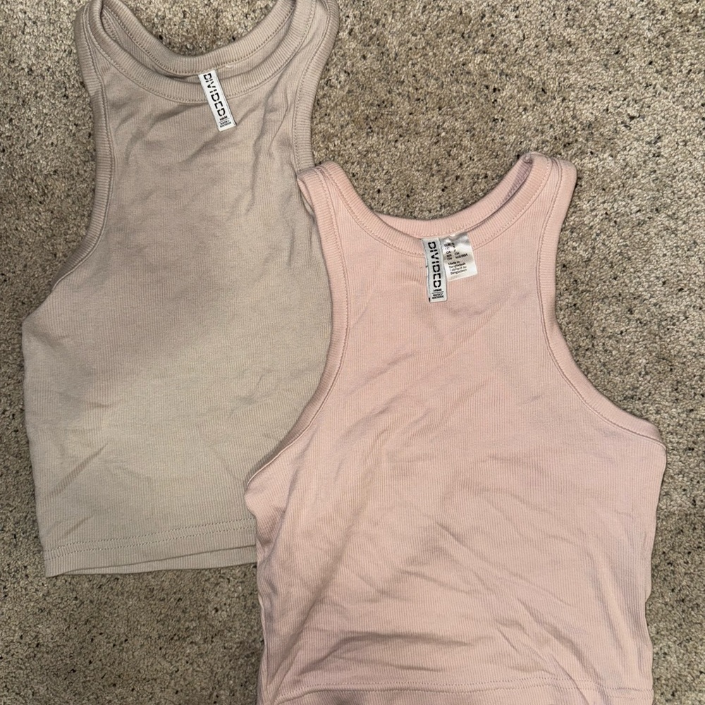 Beige and Pink Women's Tank Tops